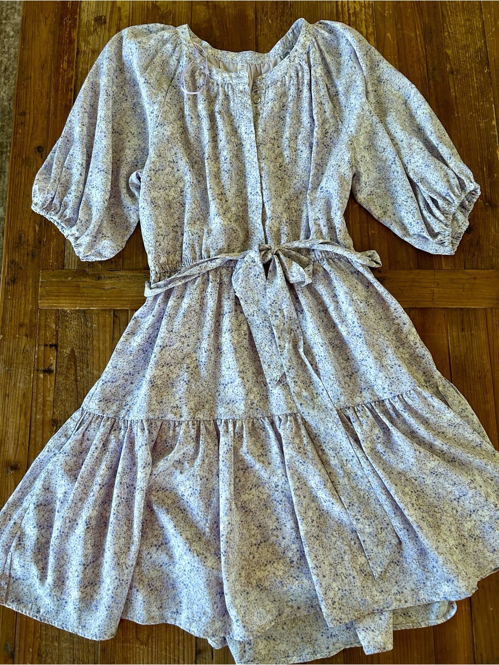 Billie The Label Floral Tie-Waist Dress in Light Lavender